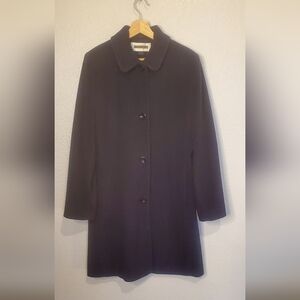 Kristen Blake Studio Collection Midnight Blue Virgin Wool Blend Long Trench Coat
